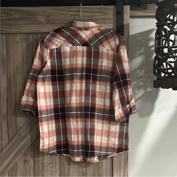 NWT Natural Reflections Vibrant Plaid Button Down Shirt Size L - Picture 3 of 8